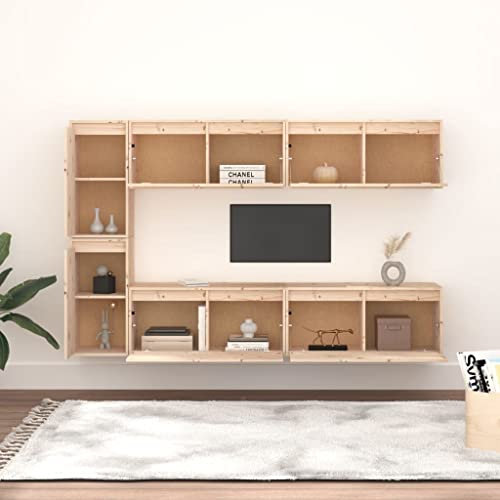 FIRBNUS 80 x 30 x 35 cm, 6 unidades, mueble de televisión, mueble de televisión, mueble de TV y fonomöbel, armario alto con chimenea, soporte para TV, color marrón