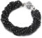 COOLSTEELANDBEYOND Damen Schwarz Kristall Wulst Multi-Strang Armband mit Strass Ball Charme Magnetverschluss