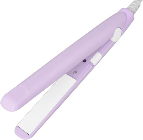 2-in-1 Mini Haarglätter, Keramik Heizplatte, Leitungslänge 1m Tragbare Keramik flache Lockenstab Haar Lockenwickler für Europäischen Stecker (Lila)