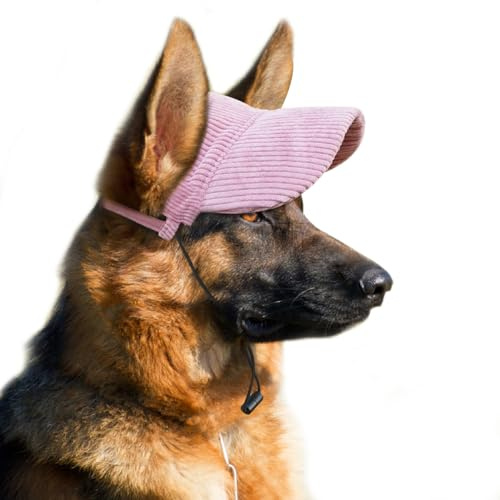 Hunde Baseballmütze - Basecap Verstellbar Sonnenschutz - Hut Hundecap mit Ohrlöchern - Hunde Sonnenhut Benutzt für Sonnenschutz - Hunde Mütze Geeignet für kleine, mittlere und große Hunde (L, Rosa)