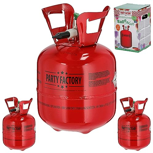 Helium Ballongas 3er Set für je 30 Ballons | Heliumflasche 200L Gasfüllung Folienballons Luftballons | Party Factory Heliumgas fürHochzeit (1 x 3er Set Ballongas 30)