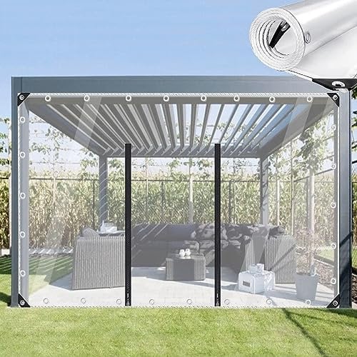 KGUDYS Clear Waterproof Tarp 1x0.8m,1.5x2m,3x3m,With Grommets and Zip Door,Foldable Tarpaulin in Pvc Material,Heavy Duty Outdoor Camping Transparent Tarp Cover,Customizable,WxH-1x0.8m/3.3x2.6ft