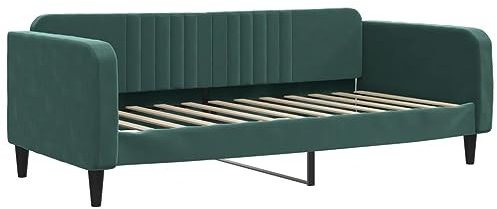 vidaXL Tagesbett, Gästebett 2-in-1, Sofabett Schlafsofa für Schlafzimmer Wohnzimmer, Bettsofa Sofa, Modernes Design, Dunkelgrün 100x200cm Samt