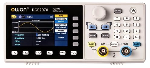 DGE2070 OWON Signalgenerator Zweikanalig 70MHz Bandbreite Wellenformgenerator Desktop-Funktiongenerator 300MS/s Abtastrate 14 Bit vertikale Auflösung 8K Wellenformlänge SCPI & Labview unterstützt
