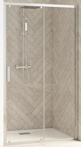 Porte de douche coulissante SMART Design largeur 170 hauteur 2,05m profilé chromé verre 6mm anti calcaire transparent
