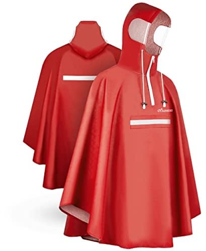 CYCLEHERO Premium Regenponcho Fahrrad wasserdicht SEHR GUT GETESTET - Regencape Fahrrad mit Reflektoren und Sichtfenster - Fahrrad Regenbekleidung als Regenponcho Damen und Herren wasserdicht