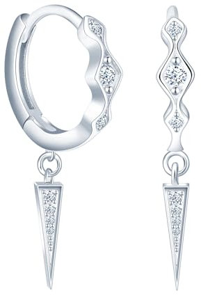 MOOFUN Zirkon Dreieck Ohrhänger Silber 925 Ohrringe Damen Ohrringe Creolen Hängend Ohrring Ohringe Ohrschmuck für Mama Beste Freundin Teenager Mädchen Oma Schwester Frauen Geschenk Geburtstagsgeschenk
