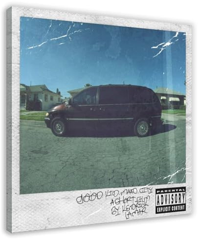 NTRECS Kendrick Lamar Poster Good Kid Maad City Tracklist, Leinwandposter, Schlafzimmer-Dekor, Sportlandschaft, Büro, Raumdekoration, Geschenk, Rahmen-Stil, 50 x 50 cm