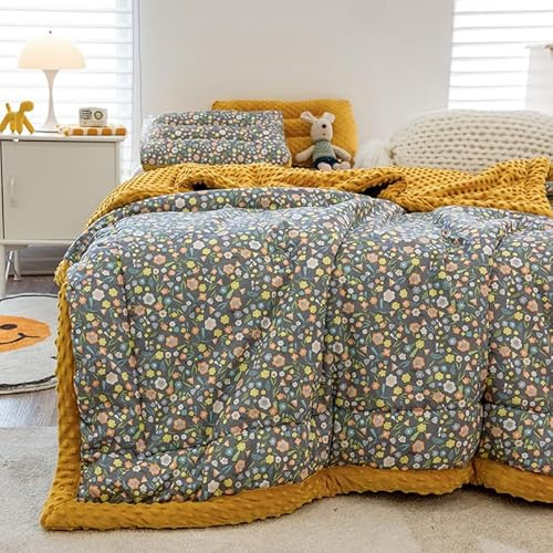 Kinder Kuscheldecke 150x200 Bio Baumwolle Polar Fleece Decke Exquisit Pflanze Blumen Muster Wohndecke Sofadecke Bettüberwurf Flauschige Weiche Warme Sofaüberwurf leichte gemütliche Plüsch Bettdecke