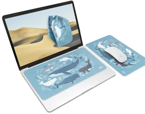 SenseAGE 3 in 1 Mouse Mat | Mousepad, Microfiber Keyboard Dust Cover, Screen/Monitor Cleaning Cloth | Non-Slip, Lightweight, Portable | for Macbook & Laptop up to 13.3 inch (Azure Ocean)
