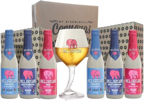 Pack combo degustación regalo colección 6 cervezas Delirium + 1 vaso