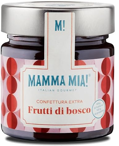 Confettura ai frutti di bosco 78%: mirtillo selvatico, lampone, ribes rosso e ribes nero, senza conservanti prodotto artigianale italiano 100% (6 Confetture)