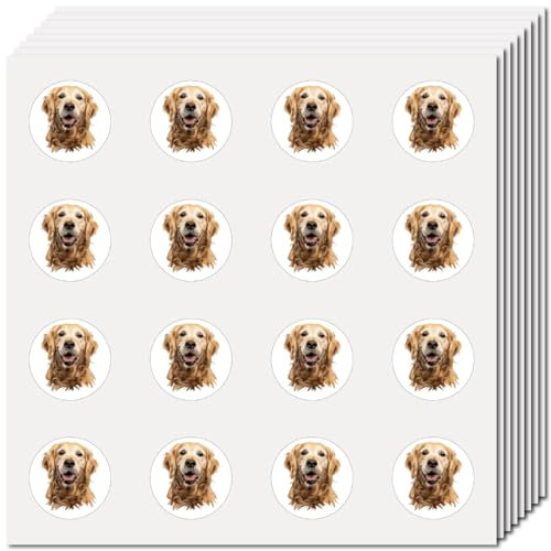 CREATCABIN 128Pcs Dog Stickers for Envelopes Small Pet Decal Golden Retriever Bulk Sticker Self-Adhesive Waterproof Round Dot Stickers for Scrapbooking Art Craft Student Planner Water Bottle 2.5x2.5cm
