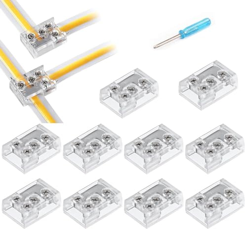 YUTOKEER LED Streifen Verbinder 8mm 2-polig, L-Verbinder & T-Verbinder, lötfrei für einfarbige COB SMD 3528/5050 LED Streifen, Eckverbinder & T-Verteiler, nur Streifen-zu-Streifen, transparent, Set