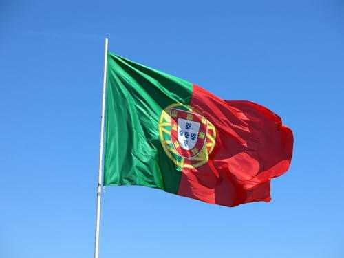 Cosymate Portugal Flagge Portugisische Nationalflagge mit Messing-Ösen - Strapazierfähige Fahne für Fahnenmast - 100% Polyester, 90x150cm