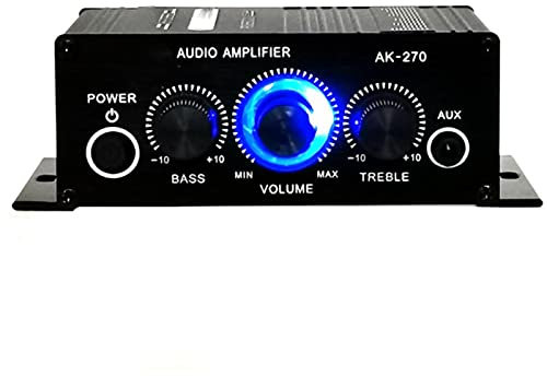 Mini Amplificador, Sonido Limpio, Potente Amplificador Estéreo Pequeño, Salida de 2 Canales, Conexión Estable (con) Carcasa de Aluminio Premium, Uso Doméstico en Automóvil