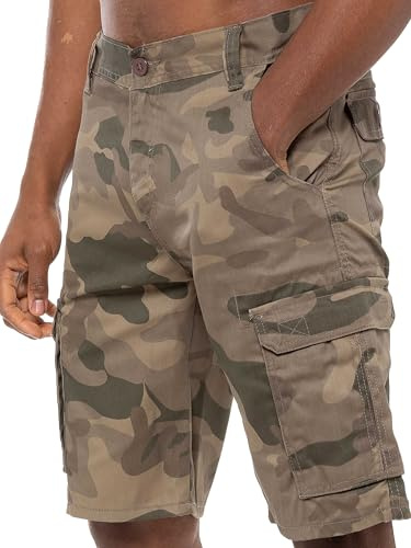 BRAND KRUZE Mens Shorts Cargo Combat Camouflage Summer Casual Cotton Half Pants KZS116 Khaki 32