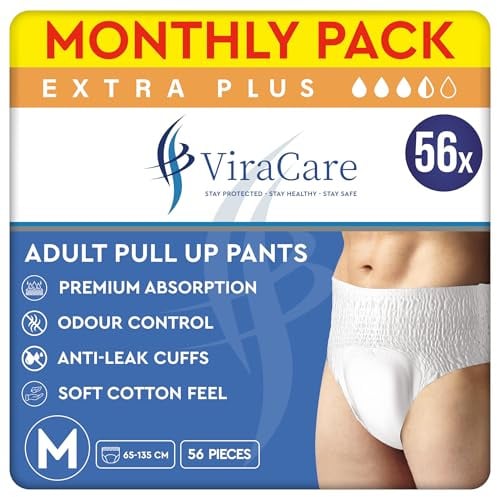56 x Extra Plus Incontinence Pants Women and Men, Adult Nappies | Premium Absorption, Anti-Leakage, Soft-Stretch Waistband, Breathable, Discreet, Adult Diapers, Medium Size (4 Packs of 14)