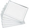 MATANA 6 Bandejas Rectangulares de Plástico Blanco con Borde Plateado para Aperitivos - 30x23cm - Buffets, Bodas, Cumpleaños, Navidad, Fiestas - Resistentes y Reutilizables