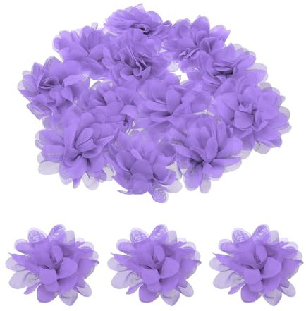 QUARKZMAN 12pz Fiori di Tessuto Chiaro Viola, 3” Artificiali Artigianato, Eleganza per Abbigliamento, Fasce per Capelli, Matrimonio, Compleanno, Festa