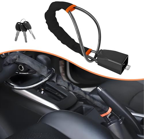 VBGURR Serratura per volante antifurto di grado B, a cilindro, leggera, universale, colore: nero