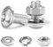 Dayalo Lot de 10 vis M8 x 16 mm à tête bombée à six pans creux avec écrous et rondelles, vis filetées, en acier inoxydable A2 V2A, filetage complet
