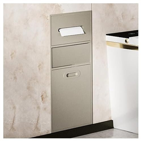 Niche de douche murale en acier inoxydable avec poubelle, étagères de rangement encastrées pour hôtel, maison et cuisine, marron (30 x 65 x 14 cm)