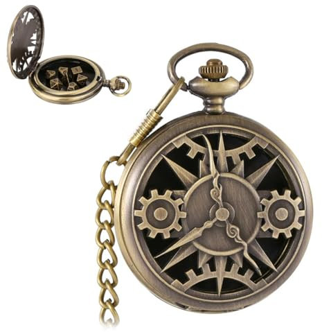 HQRKOTM Retrò Set Dadi D&D Metallo 7 Dadi Poliedrici,Set di orologi da tasca vintage,per Viaggio Festa Campeggio, per Giochi Giochi di Ruolo(Ingranaggio)
