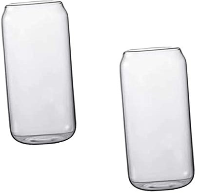 Cabilock 2 Vasos De Agua Resistentes Al Calor Forma De Lata Vidrio Transparente para Casa y Oficina