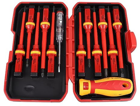 Alicates Eléctricos, Juego de Destornilladores Aislados, Electricistas Profesionales Juego de Destornilladores Cruzados Ranurados con Herramientas de Electricista Juego de