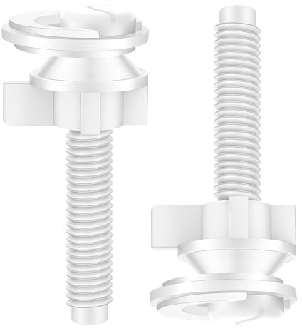 Piriuuo 2 Pieces Toilet Seat Screws Replacement Kit, Plastic Toilet Seat Bolts Universal Toilet Seat Hinge Bolt Screws with Nuts for Fixing The Top Toilet Seat (White)