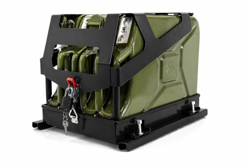 MISTERKANISTER Jerrican à essence 20 l x2, avec support de bidon en métal, bidon de carburant, bidon diesel avec cadenas, bidon d'essence - Vert