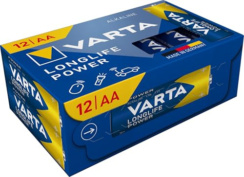 VARTA Batterien AA, 12 Stück Cube, Longlife Power, Alkaline Mignon-Batterie | LR6 mit 1,5 V, Made in Germany, bis 10 Jahre lagerfähig, für Spielekonsole, Zahnbürste, Maus, Controller oder Taschenlampe