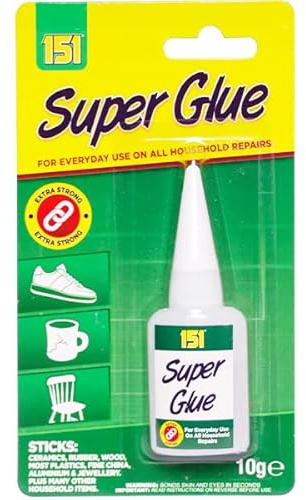 151 extra strong Bond Super Glue 10g Long Precision Nozzle Adhesive Home Repairs All Purpose Impact Ceramics Leather & More