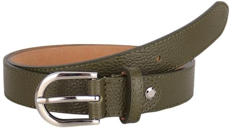 MIRROSI Ledergürtel Damen Herren Gürtel, Made in Italy, 3cm breit (Khakigrün (Silberne Schnalle), 95cm)