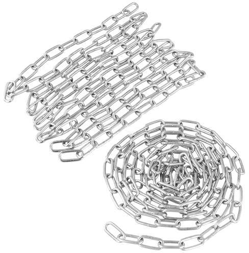 CHUENHEI 2 Stück 2m x 4mm Edelstahlkette, Stahlkette Meterware Metallkette, Geschweißte Gliederkette, Rundstahlkette für Hängesessel, Schaukel, Ankerkette, 200kg Tragfähigkeit