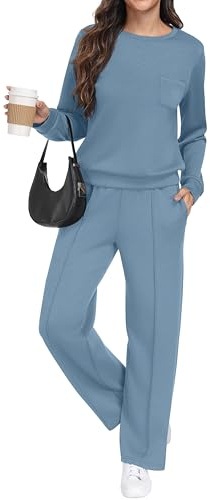 GRECERELLE Trainingsanzug Jogginganzug Damen Zweiteiler Outfits Tracksuit Langarm Lässige Crew Neck Casual Tops und Jogginghosen Trainingsanzüge mit Taschen