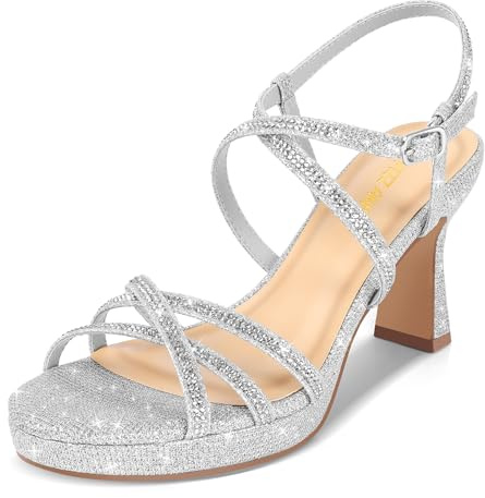 PIZZ ANNU Stellora Sandales Plateforme Femme et Nu-Pieds Talon, Confortable Chic Chaussures Été Paillettes pour Mariage Soirée