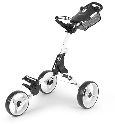 CRUISER GOLF CR-7 Deluxe Golf-Trolley mit 3 Rädern, ordentlicher Würfel, zusammenklappbar, Weiß