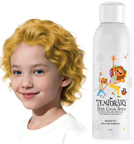 Gold Temporäre Haarfarbenspray - Sofortige & Auswaschbare Haarfarbe für Teens, Frauen, Männer - Für Halloween, Cosplay, Kostümparty, Weihnachten - 150ml