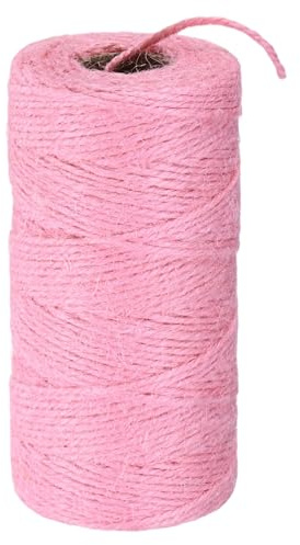 M METERXITY 1-Pack Jute Twine String 2mm x 328ft/100m, Pink | Garden Twine String for Crafts, Gift Wrapping, Gardening Plants, Durable Plant Ties Thick Rope