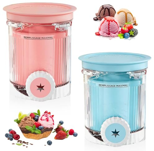 DAZZTIME Behälter für Ninja Creami Deluxe Pints,2 Stück Ersatz für Ninja Creami Deluxe Pints und Deckel,Eisbehälter für Speiseeis,Eismaschine Zubehör,Eisbehälter für Swirl NC701EU,BPA-frei