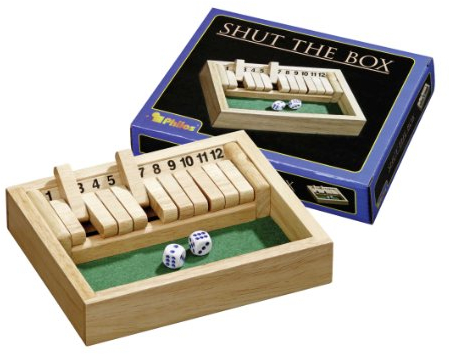 Philos 3184 - Shut The Box 12er, klein, Würfelspiel, Klappenspiel