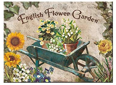 Nostalgic-Art 14266 Home & Country - English Flower Garden Blue Barrow, Magnet 8x6 cm