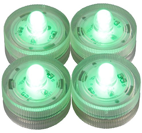 LED-Highlights Deko Kerzen Teelichter 4 er Set grün leuchtend wasserdicht kabellos Batterie Stimmungslicht Tischlampe Innen Aussen