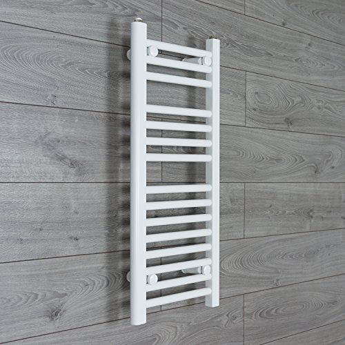companyblue 350mm wide x 800mm high Heated Towel Rail Straight Flat White Bathroom Warmer Radiator Rack Central Heating