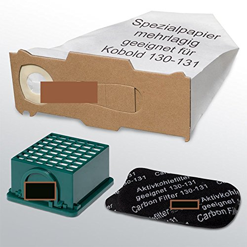 PER VORWERK FOLLETTO 6 SACCHETTI+FILTRO HEPA+FILTRO CARBONI NUOVI ADATTABILI VK130-131
