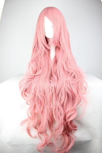 Sawekin Cosplay Lange Perücke Rosa Langhaarperücke Gelockt Faschingsperücke Perücken Wig für Cosplay Kostümparty Halloween Karneval (B)