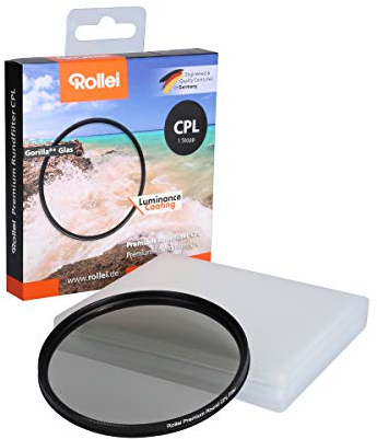 Rollei Premium Rundfilter CPL 62 mm (1 Stopp) - Polarisationsfilter (Polfilter) mit Aluminium-Ring aus Gorilla Glas mit spezieller Beschichtung - Größe: 62 mm
