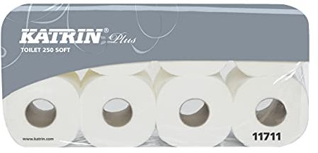 Toilettenpapier - Katrin Plus Toilet 250 Soft, weiß, 9,5 x 11,0 cm, 3-lagig